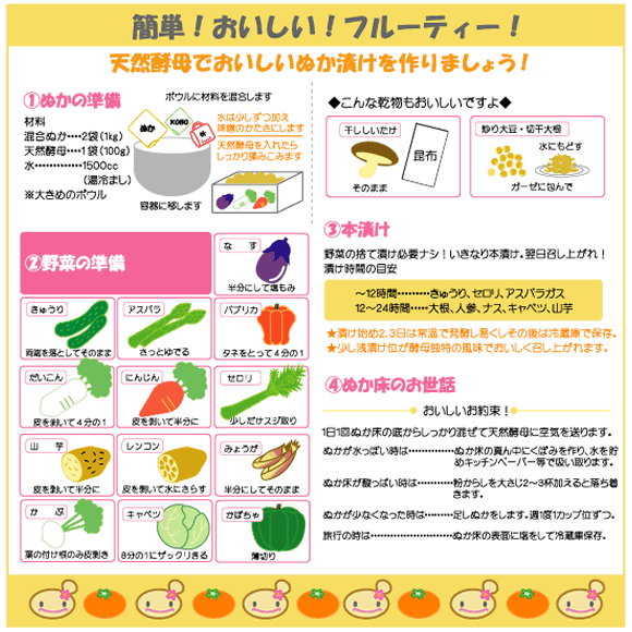 ぬか床 一年生・おいしいぬか漬けを作りましょう!