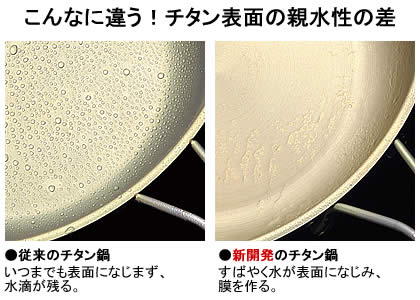 チタンゴールドパンは驚きの親水性!